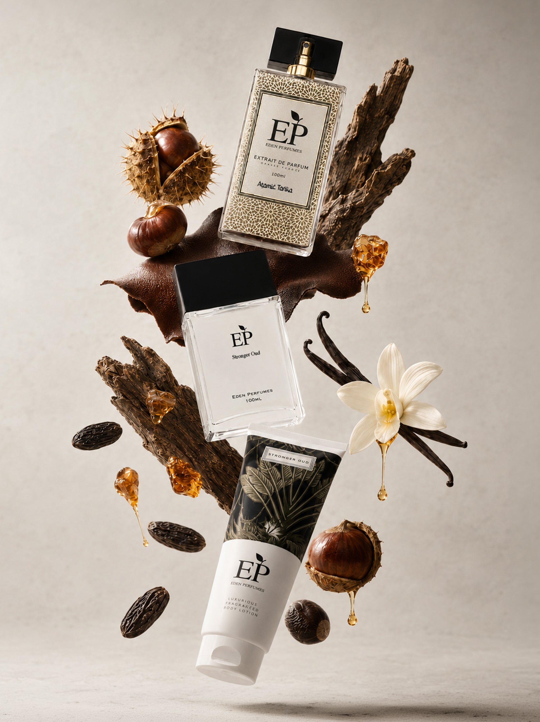 Stronger Oud Lotion + Atomic Tonka Fragrance + Stronger Oud Fragrance